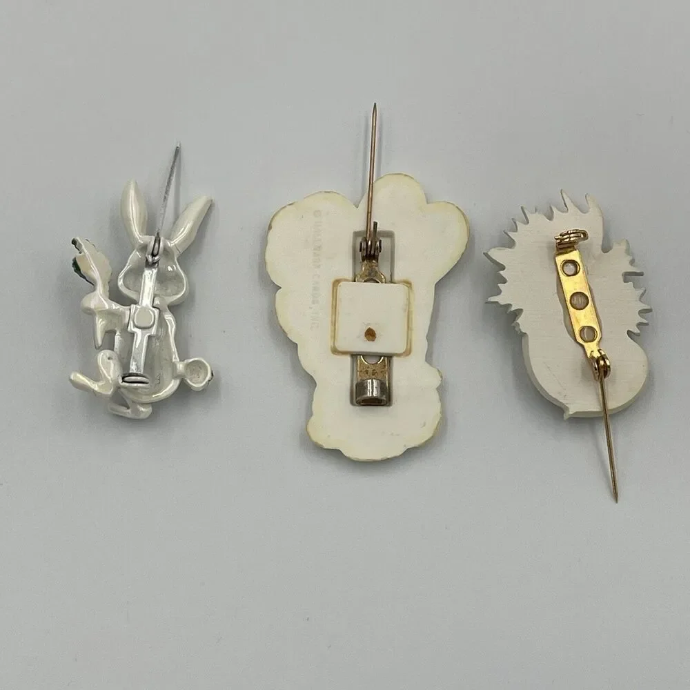 Vintage Lot 3 Easter Bunny Rabbit Flowers Floral Spring Pin Brooch 80s Hallmark